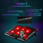 COOLCOLD 17inch Gaming Laptop Cooler Six Fan Led Screen Two USB Port 2600RPM Laptop Cooling Pad Notebook Stand For Laptop - Image 4